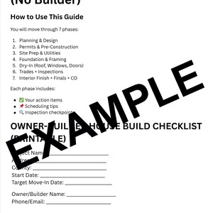 Owner Builder House Build Checklist Printable | DIY Home Construction Planner | Self Build Tracker | Permits, Inspections & Timeline