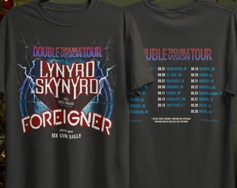Unisex Foreigner, Lynyrd Skynyrd Double Trouble Vision Tour 2026 Shirt, Classic Rock Concert Tee, Vintage Band Merch, Unisex Graphic T-Shirt