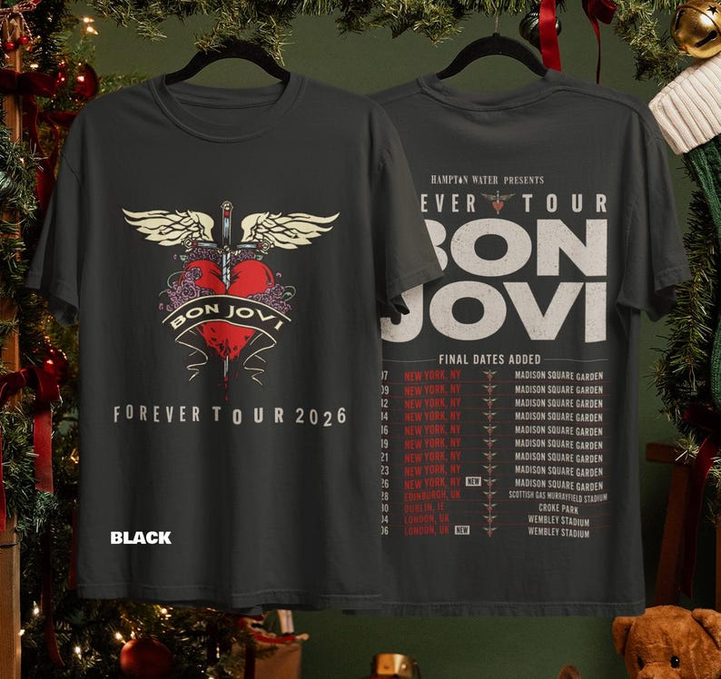 Unisex Bon Jovi 2026 Tour Shirt, Forever Tour Concert Tee, Classic Rock Band T-Shirt, Music Lover Gift image 1