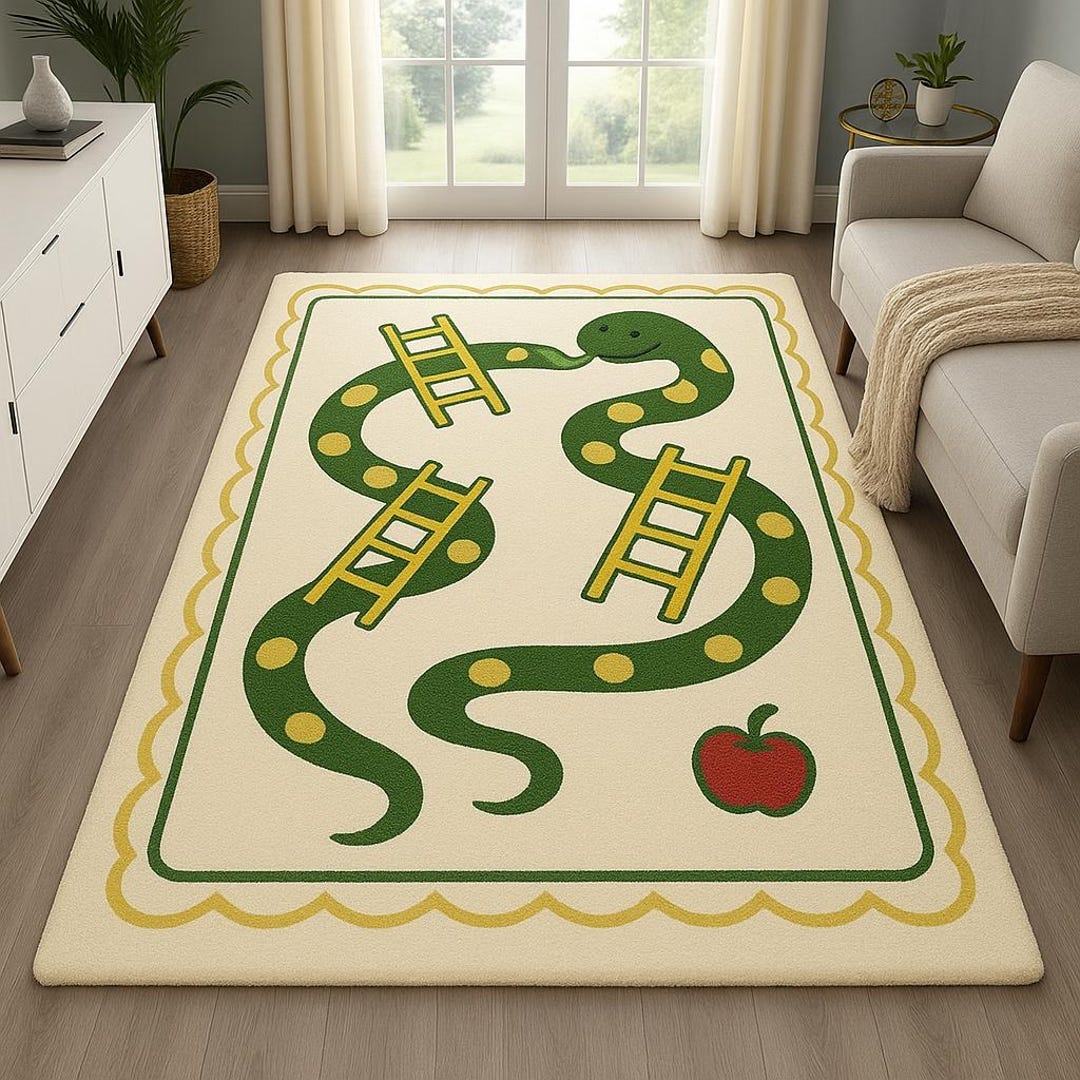 Snake Ladder Rug Hand-tufted Wool Kids Rug, Snake & Ladders Game, Nursery Play Mat - Etsy