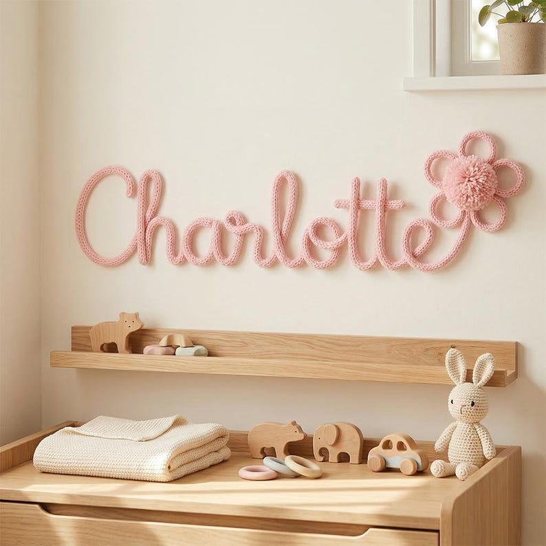 Personalisiertes Namensschild aus Draht, Geschenk für Babyparty Bild 2