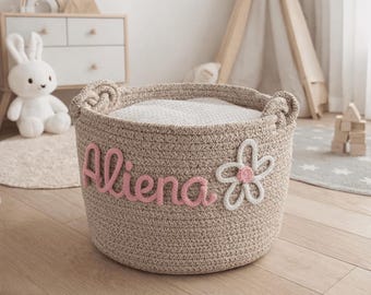 Personalisierter Aufbewahrungskorb mit Namen, individuelles Kinderzimmer Dekor, Baby Shower Geschenk, Geburtstagsgeschenk für Kinder
