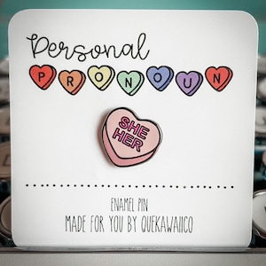 Personal Pronoun Heart Enamel Pin | Ally | Stocking Stuffer | Secret Santa | Affordable Gift | She | They | He | Them | Her | Him