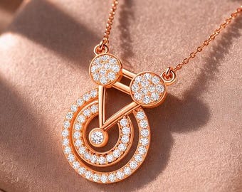 Moissanite Geometric Pendant Necklace Gold Rose Gold Silver Dainty Circle Charm Minimalist Bridal Jewelry