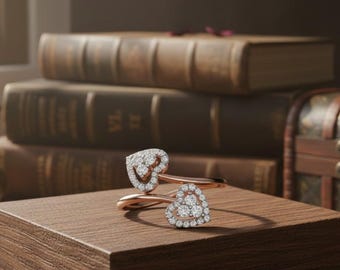 Heart Moissanite  Ring  | Romantic Adjustable Promise Rings | Handmade Valentine Jewelry Gift for Her