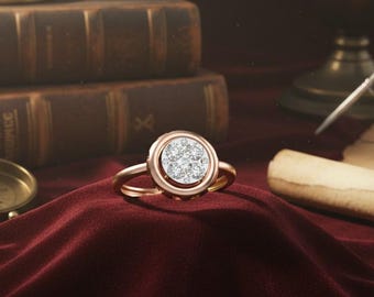 Moissanite Ring Gold Rose Silver | Minimal Diamond Look Ring | Anniversary Promise | Nickel Free Jewelry
