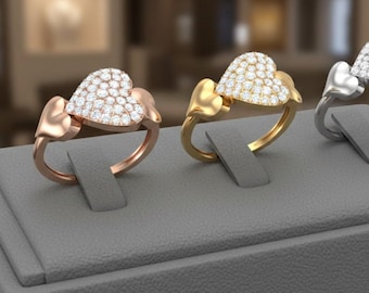 Heart Moissanite Ring Gold Rose Silver | Romantic Statement Jewelry | Hypoallergenic Love Ring Gift