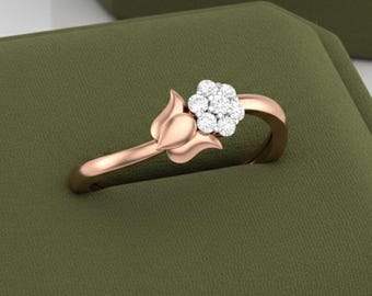 Moissanite Flower Engagement Ring in Rose Gold Silver | Hypoallergenic Luxury Promise Rings for Women