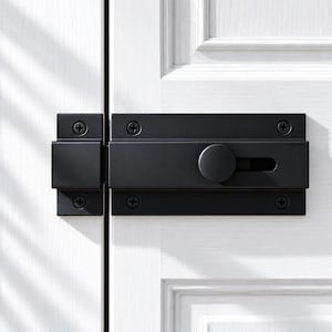 Pestillo deslizante negro, herrajes de aluminio para puertas de 4 pulgadas.