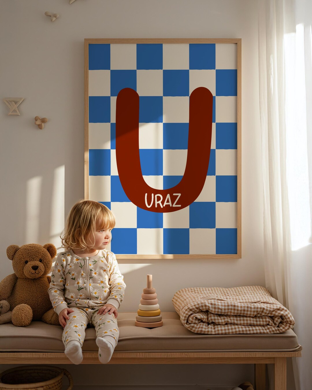 Custom Name Initial Print, Hand Drawn Personalized Letter Nursery Art ...
