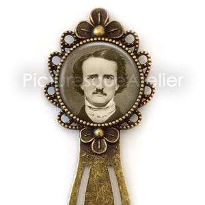 Edgar Allan Poe bokmärke, present till bokälskare, lästillbehör, författare, poet, litteraturkritiker, redaktör, amerikan