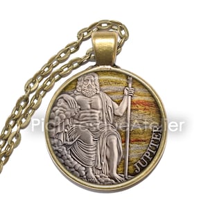 JUPITER Halskette, Gott des Himmels, Römisch, Mythologie, König der römischen Götter, Kunst-Anhänger-Halskette, handgemachte Halskette, Glasanhänger