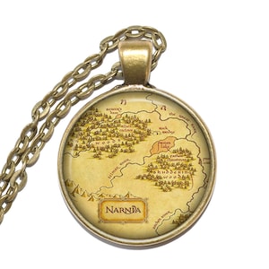 NARNIA Halskette/Schlüsselring, Landkarte, Chroniken von Narnia, Fantasy, Nickel frei, Kunst Anhänger Halskette, Glasanhänger, handgemachter Schmuck