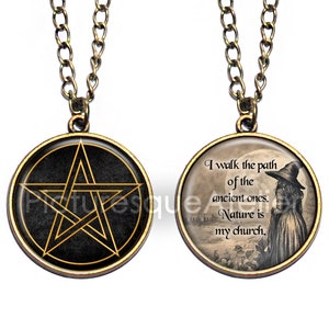 WICCAN Double Sided Necklace, Pentacle, Quote, Spiritual, Wicca, Witch, Witchcraft, Pagan, Nature, Ancient, Agnostic, Inspiration