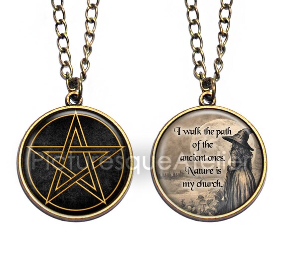 F Collar Pentagrama Símbolo Wicca Amuleto Kabbalah Acero | Meses Sin