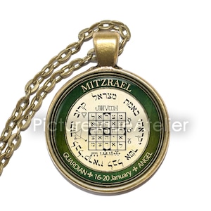 ANGEL MITZRAEL PENTACLE Necklace/Keyring, Guardian angel, January 16 - 20, Talisman, Protection, Symbol, Art Pendant Necklace, Glass Pendant