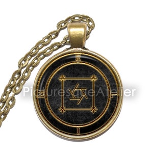 ELIM Halskette, Beschwörung Sigil, Dämon, Herr der Abreibung, Kunst Anhänger Halskette, handgemachter Schmuck, Glasanhänger