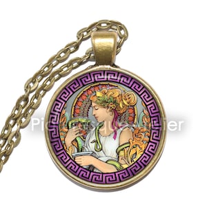 Collier/porte-clés HYGIEIA, déesse de la santé, déesse de l&#39;hygiène, déesse de la propreté, grecque, déesse de la famille, pendentif en verre