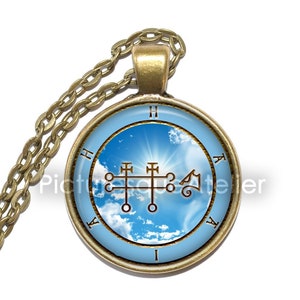 ANGEL HAAIAH SEAL Necklace, Guardian angel, July 28 - August 1, Talisman, Protection, Symbol, Art Pendant Necklace, Glass Pendant