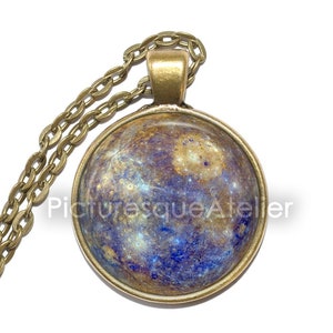 MERCURY Necklace, Planet, Milky Way, Solar System, Space, Universe, Art Pendant Necklace, Glass Pendant, Handmade Jewelry
