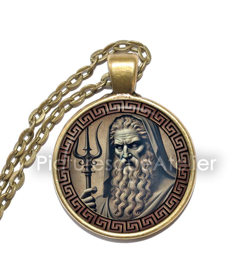 HADES Halsband/Nyckelring, Underjordens Gud, De Dödas Gud, Den Rike, Rikedomsgivare, Den Osynlige, Grekisk, Glashänge bild 1