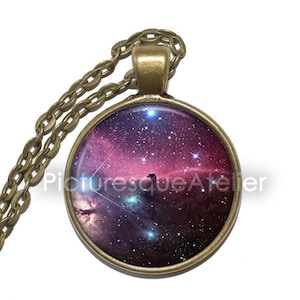 HORSEHEAD NEBULA Necklace, Orion Constellation, Milky Way, Galaxy, Space, Universe, Art Pendant Necklace, Glass Pendant, Handmade Jewelry