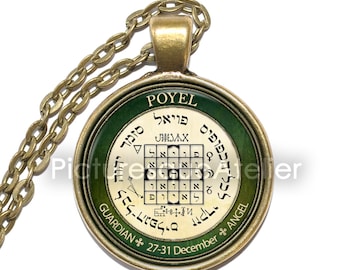ANGEL POYEL PENTACLE ketting, beschermengel, talisman, bescherming, symbool, kunst hanger ketting, glazen hanger, handgemaakte sieraden