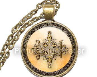 PAPA LEGBA Necklace, Voodoo, Veve, Vodun, Loa, Art Pendant Necklace, Glass Pendant
