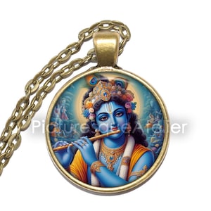 KRISHNA Halsband/nyckelring, God of compassion, Vishnu, Avatar, Mahabharata, Bhagavad Gita, Radha, Bal Krishna, Dharma, Janmashtami, Love