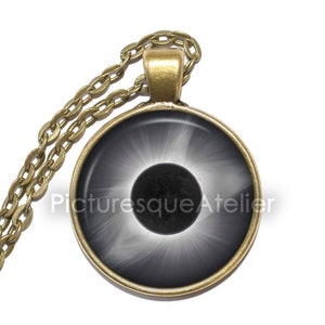 SOLAR ECLIPSE Necklace, Sun, Moon, Phenomenon, Art Pendant Necklace, Glass Pendant, Handmade Jewelry