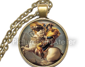 NAPOLEON Necklace, French, Military Leader, Bonaparte, Napoleon I, Emperor, French Revolution, Art Pendant Necklace, Glass Pendant