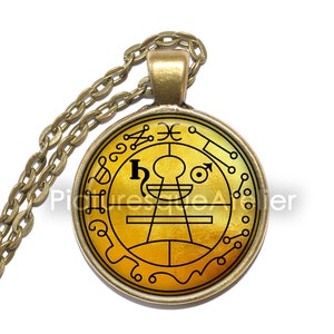 SEAL OF SOLOMON Necklace, Symbol, The Lesser Key of Solomon, Grimoire, Art Pendant Necklace, Glass Pendant