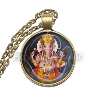 GANESHA Necklace, Deity, Elephant head, Hindu Necklace, Religious Necklace, Hinduism, Art Pendant Necklace