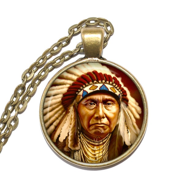 CHIEF JOSEPH Necklace, Nez Perce, Hin-mah-too-yah-lat-kekt, Wal-lam-wat-kain band, Wallowa band, Indian, Native American, Leader, Chief