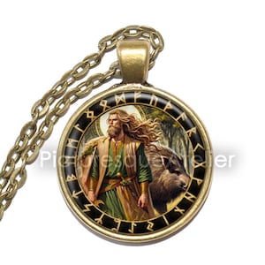 FREYR Collana/Portachiavi, Dio Norreno, Dio della Fertilità, Pace, Prosperità, Vichinghi, Scandinavo, Simbolo, Ciondolo Artistico, Gioielli Fatti a Mano