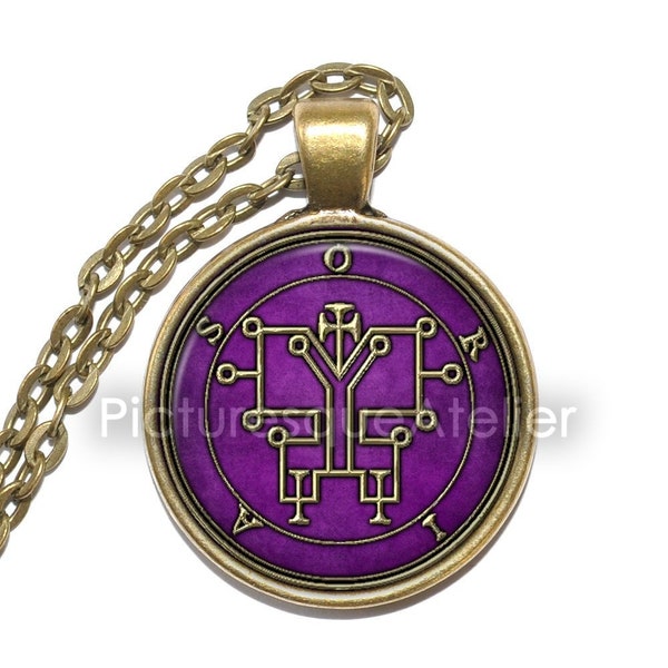 Collier ORIAS, Sigil, Démon de la nuit, Démon Marquis, Démon de la nuit, Goetia, Goetic Demon, Art Pendant Necklace, Glass Pendant