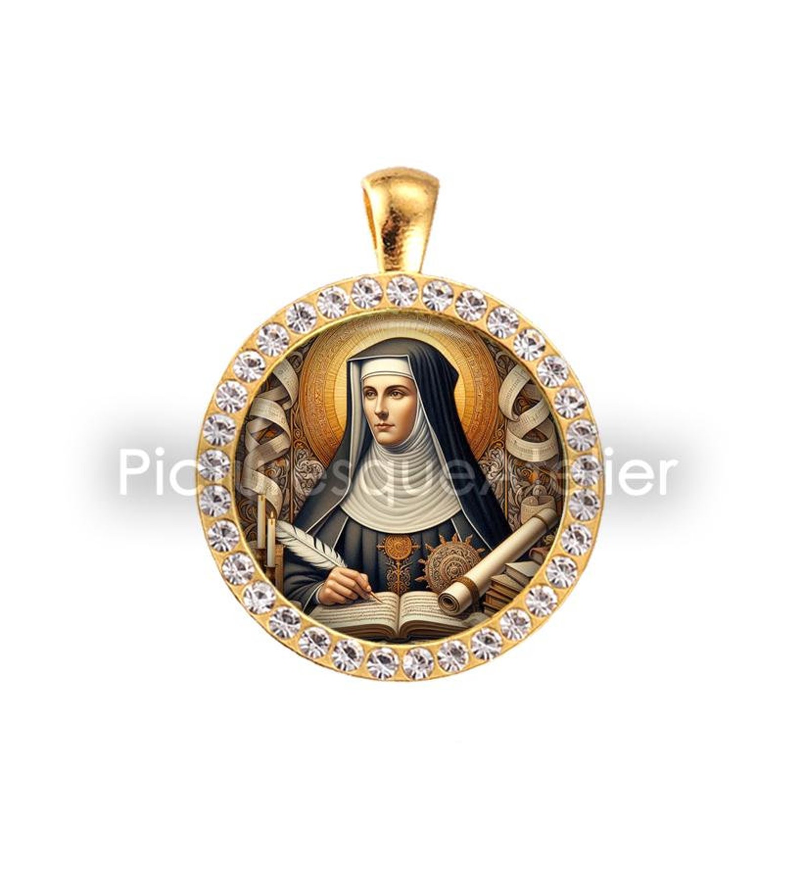SAINT HILDEGARD of BINGEN Pendant, Patron Saint of Musicians, Patron ...