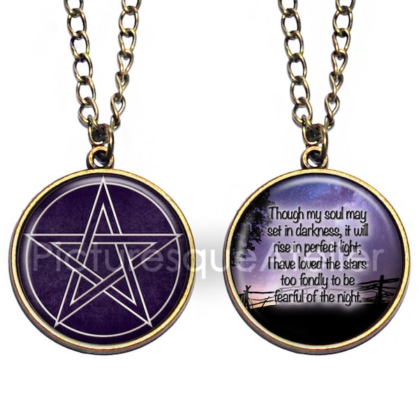 WICCAN Double Sided Necklace, Pentacle, Quote, Spiritual, Wicca, Witch, Witchcraft, Pagan, Nature, Ancient, Agnostic, Inspiration