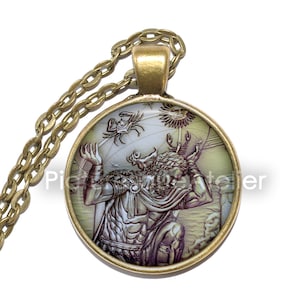 ATLAS Necklace/Keyring, Titan, Bearer of the Heavens, God of Endurance, God of Astronomy, Greek, Glass Pendant
