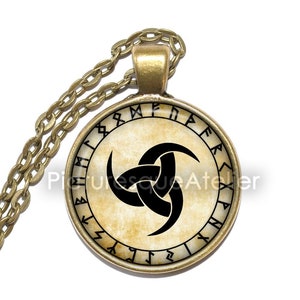 ODIN&#39;S HORN VIKING Necklace, Norse, Scandinavian, Oden, Odin, Symbol, Art Pendant Necklace, Glass Pendant, Handmade Jewelry