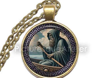 CHARON Necklace/Keyring, Ferryman of Hades, Underworld, Acheron, Styx, Mythology, Art Pendant Necklace, Handmade necklace, Glass pendant