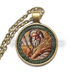 SATURN Necklace/Keyring, God of Time, God of Generation, Roman, God of Abundance, God of Wealth, God of Agriculture, Glass Pendant