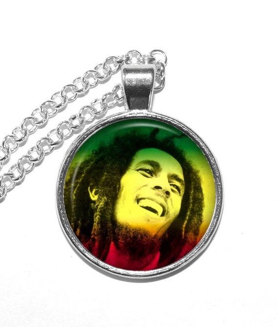 BOB MARLEY Necklace King of Reggae Jamaica Musician Guitarist Songwriter Art Pendant Necklace Glass Pendant Handmade Jewelry