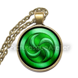 FOREST MEDALLION Necklace/Keyring, Legend of Zelda, Link, Ocarina of Time, Six Medallions, Glass Pendant