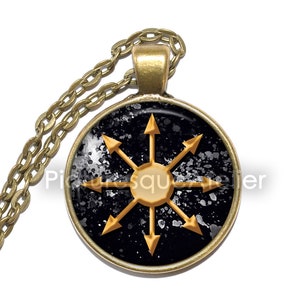 CHAOS STAR Necklace, Symbol, Chaos Magick, Occult, New-Age, Art Pendant Necklace, Glass Pendant