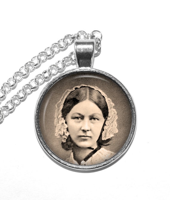 FLORENCE NIGHTINGALE Necklace Nurse Lady with the Lamp Social Reformer Modern Nursing Strong Women Art Pendant Necklace Glass Pendant