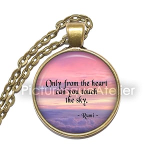 Collana RUMI CITAZIONE, Mistico Sufi, Poeta, Studioso, Teologo, Collana con ciondolo d&#39;arte, Collana ispiratrice, Ciondolo in vetro, Gioielli fatti a mano