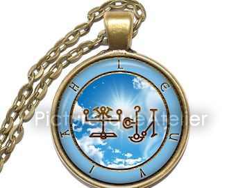 ANGEL LEUVIAH SEAL ketting/sleutelhanger, beschermengel, 22-26 juni, talisman, bescherming, symbool, kunst hanger ketting, glazen hanger
