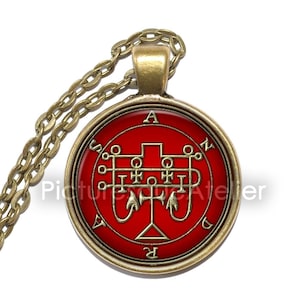 ANDRAS Necklace, Sigil, Solar Demon Nobility, Demon Marquis, Goetia, Goetic Demon, Art Pendant Necklace, Glass Pendant