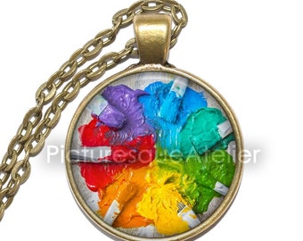 PAINTBRUSH Necklace, Artist, Painter, Hobby, Creative, Art Pendant Necklace, Glass Pendant, Handmade Jewelry